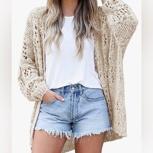 Cream Crocheted Cardigan